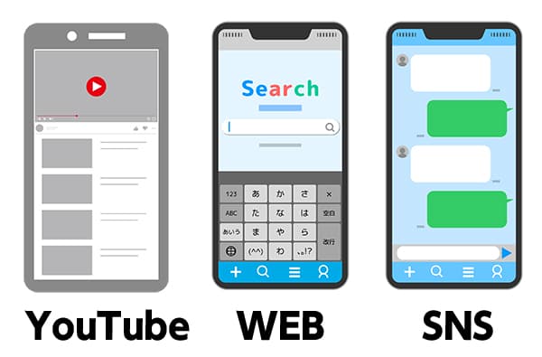 勉強できるコンテンツ YouTube、WEB、SNS
